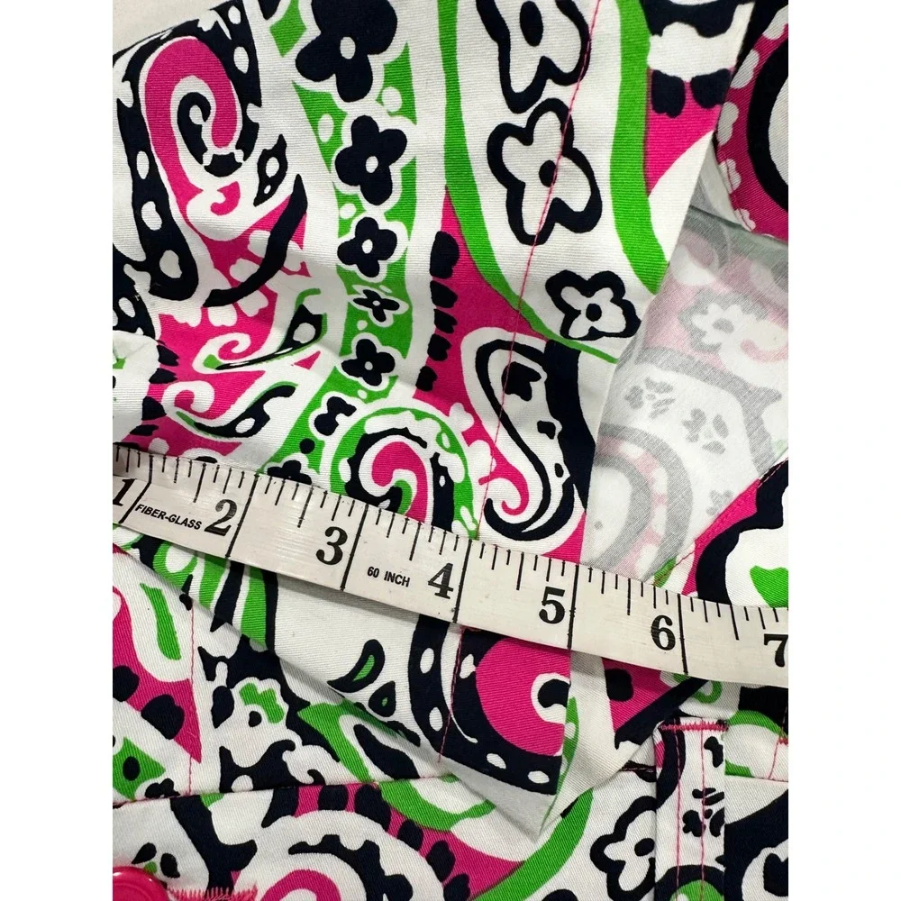 Crown Ivy Women's Paisley Print Shorts Pink Green Black White Size 8‎